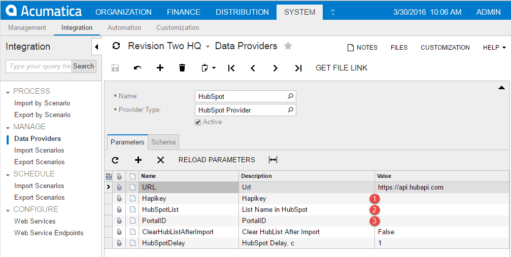 Intégration de HubSpot avec Acumatica