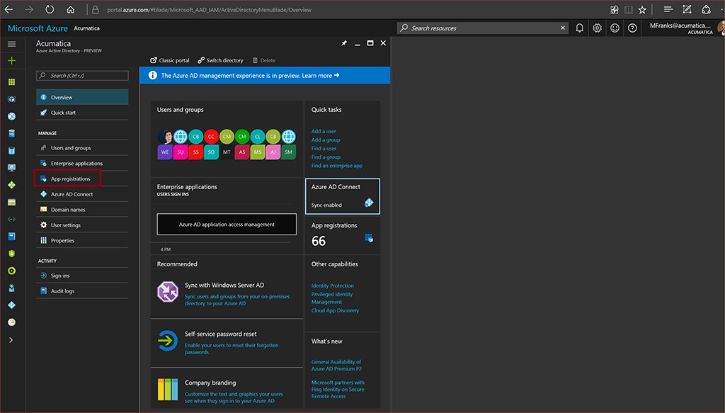 Enregistrer l'instance Acumatica avec Azure AD.