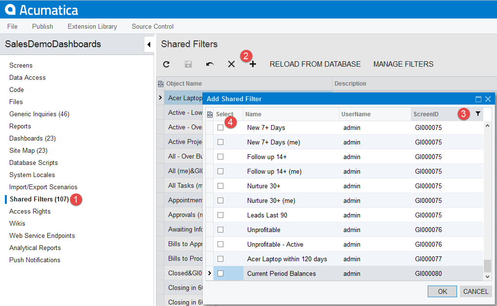 SalesDemoDashboards - Ajouter des filtres partagés