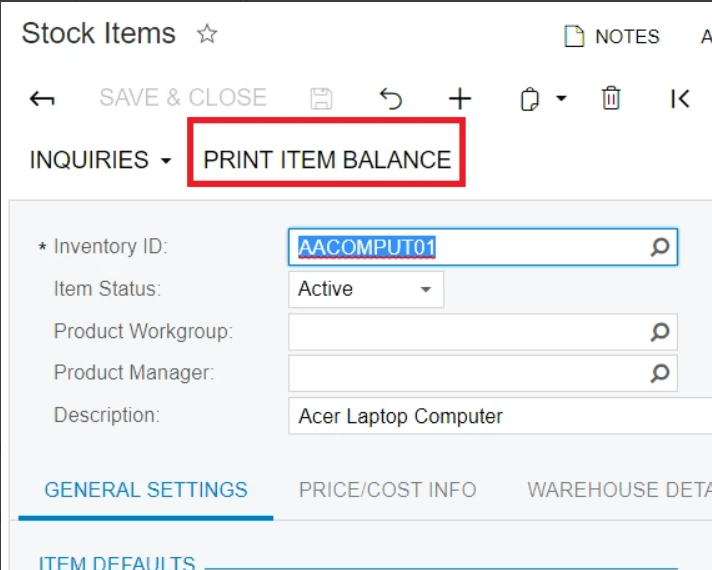 Imprimer la balance des postes