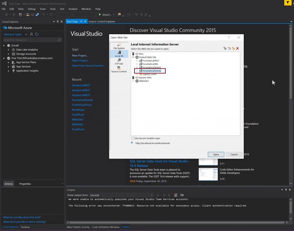 Chargements Visual Studio