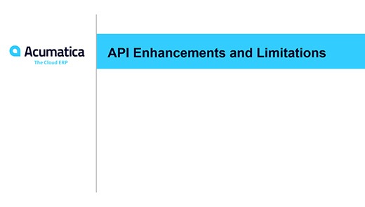 Webinaire Acumatica : Améliorations et limites de l'API