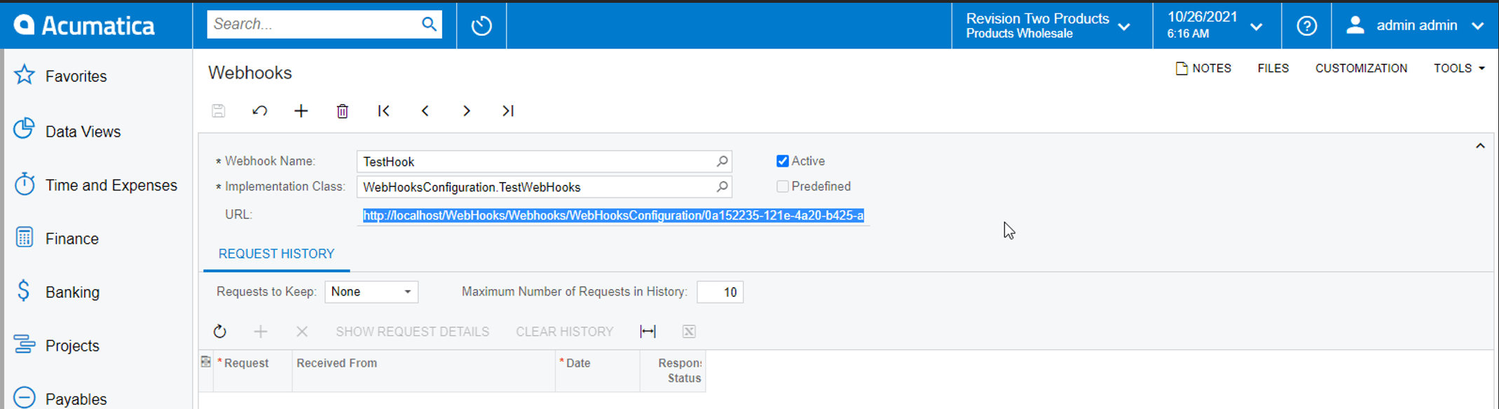 Envoyer facilement des requêtes POST à Acumatica à l'aide de WebHooks