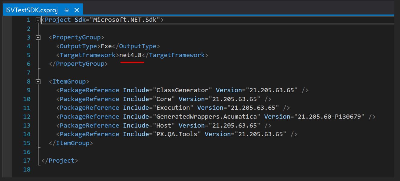 Créer des tests Acumatica Test SDK à partir de zéro pour les ISVs