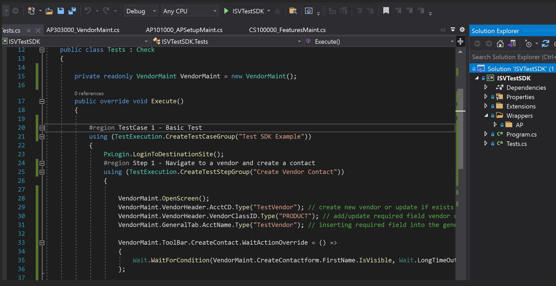 Créer des tests Acumatica Test SDK à partir de zéro pour les ISVs