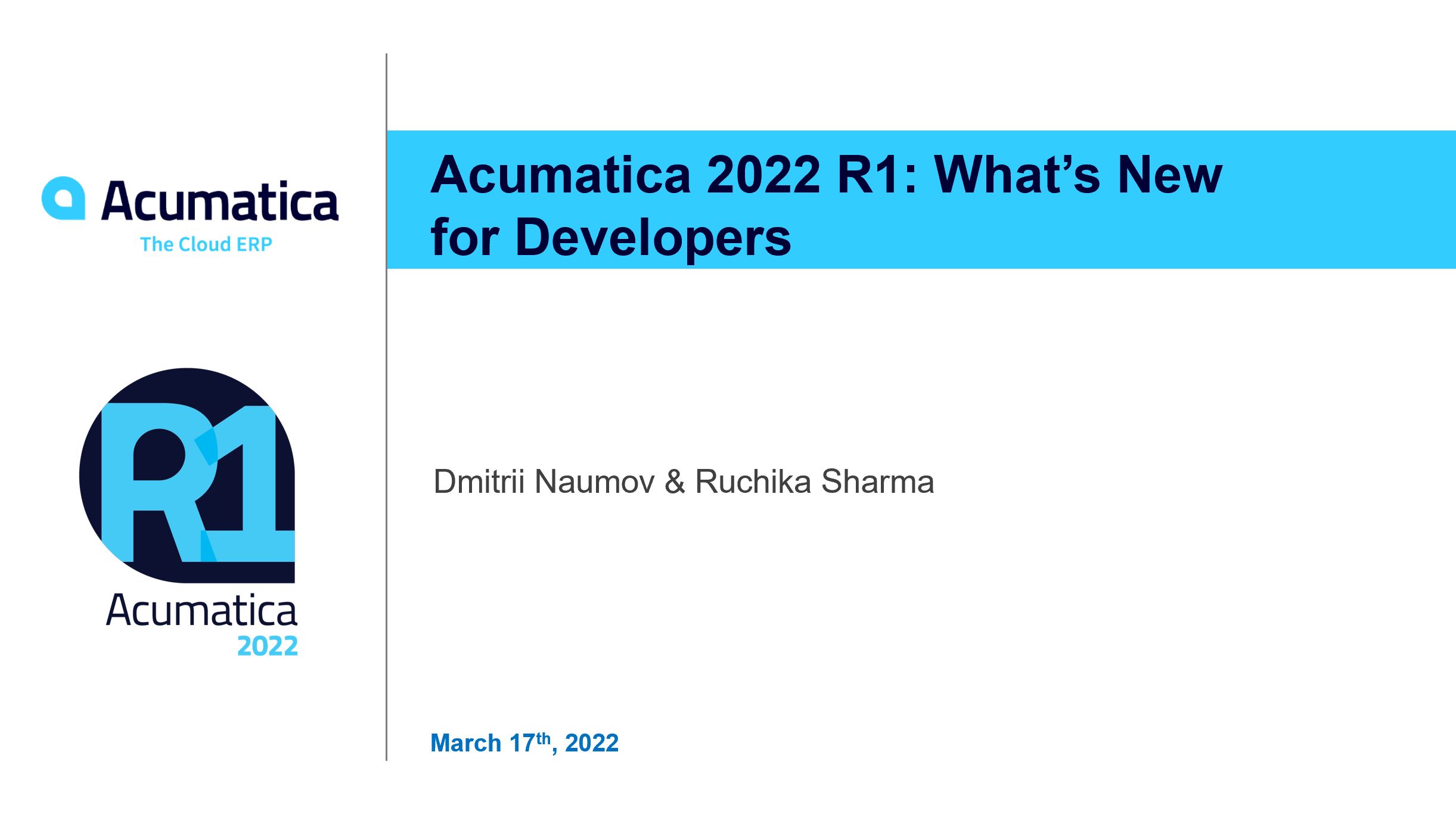 Webinaire Acumatica : Nouveautés pour les développeurs en 2022 R1