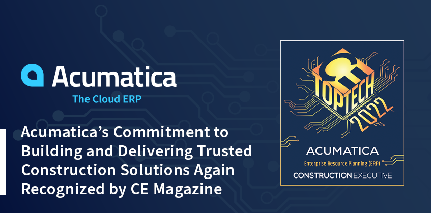 L'engagement d'Acumatica dans la création et la fourniture de solutions fiables pour la construction est à nouveau reconnu par CE Magazine