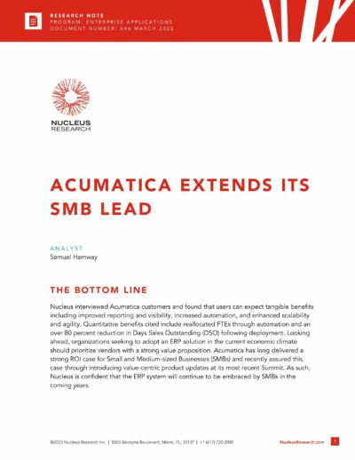 Pourquoi Nucleus Research estime que l'amour entre Acumatica et les PME va se poursuivre