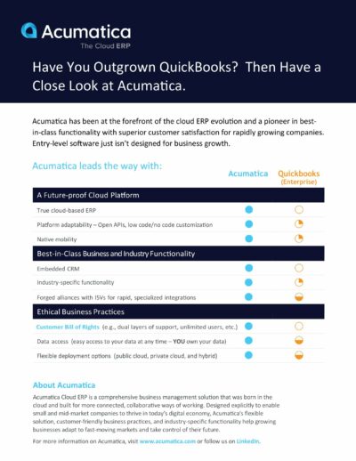 Acumatica vs. QuickBooks : Pourquoi vous devriez évoluer