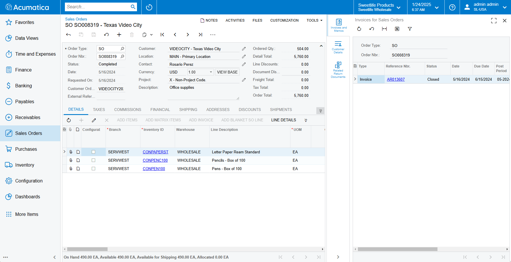 Capture d'écran du produit Acumatica pour montrer les capacités comptables avancées d'Acumatica par rapport à QuickBooks.