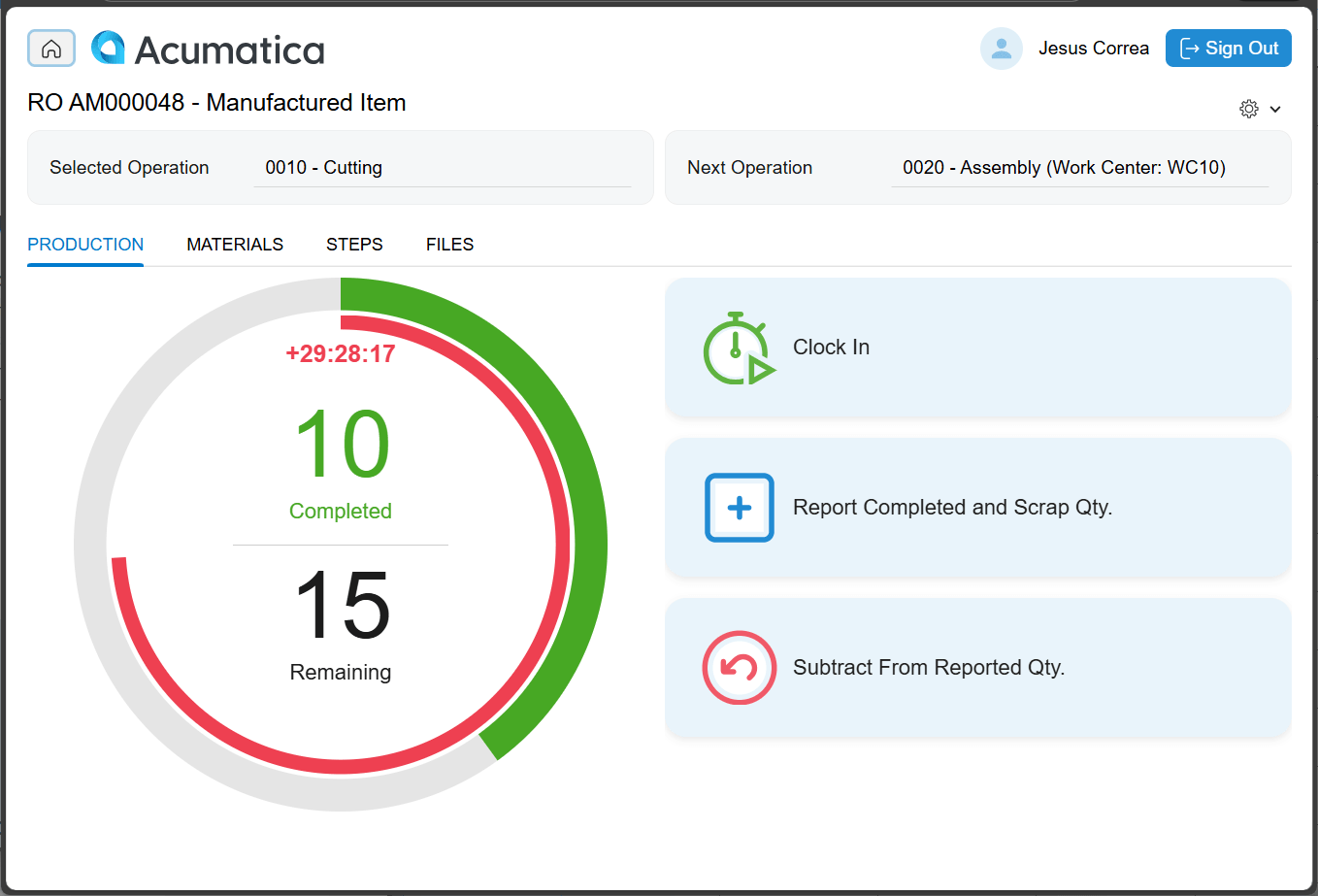 Capture d'écran de l'interface du kiosque d'atelier