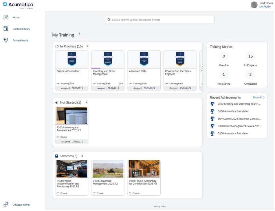 Nouveautés de l'Acumatica Partner University : dernières mises à jour et améliorations